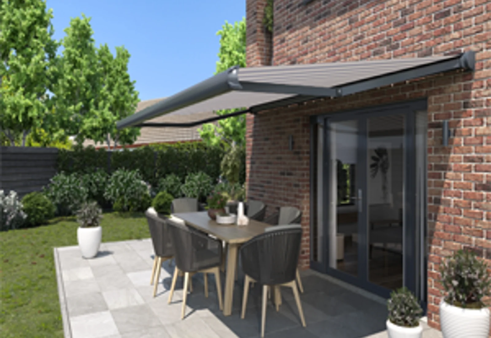 Terraszonwering — beeld uit het bestaande Parre-assortiment